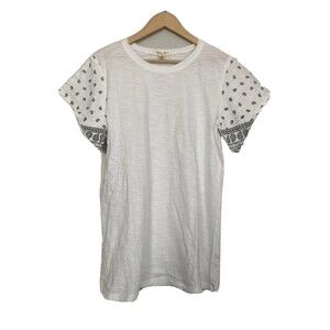 Studio West Bandana Sleeve White Tshirt Top Blouse White Size Medium